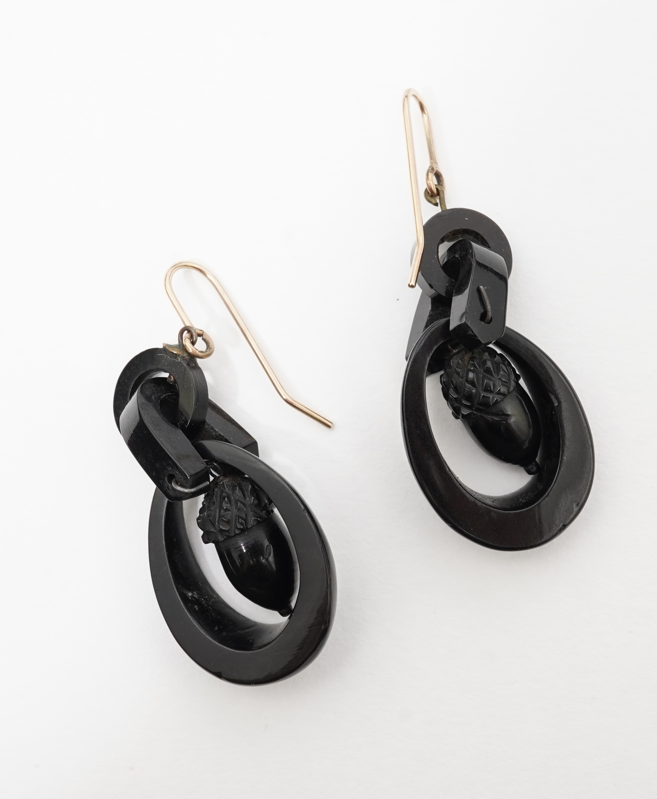 A rare pair of Victorian jet earrings, circa 1870